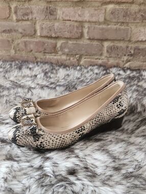 Cole Haan Snakeskin Bow Wedges